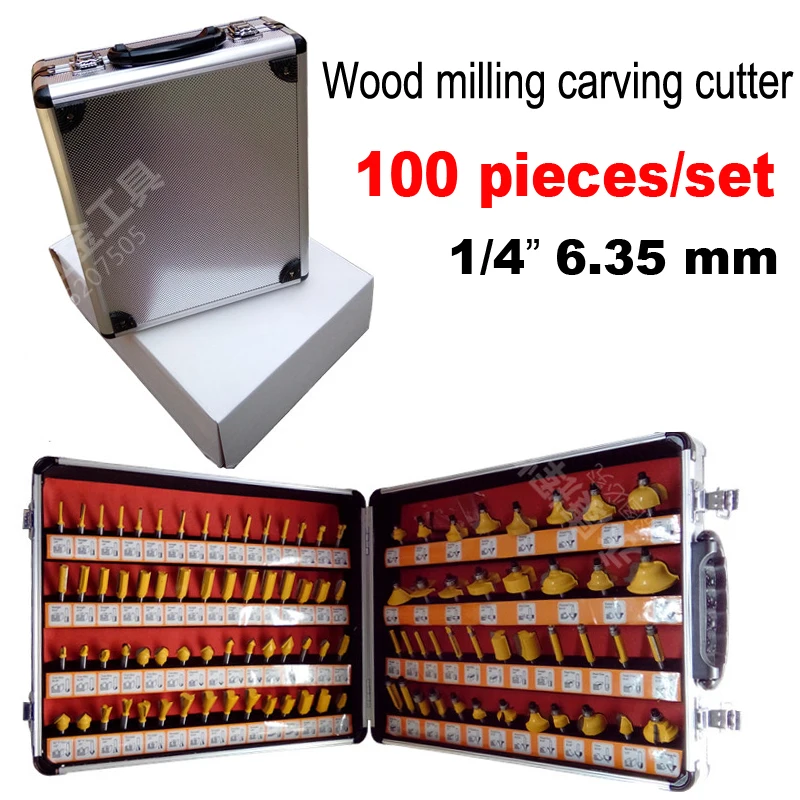 

100PCS 1/4 Shank Woodworking Cutting Tools 6.35mm Engraving machine bits Engraving bits engraving blades