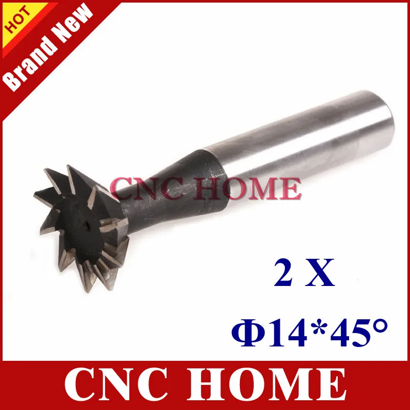 2Pcs 14mm x 45 Degree HSS Dovetail Milling Cutter End Millend mill