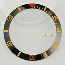 38 мм темно зеленый керамический ободок желтый цифровой весы для мужчин/для женщин часы Механические БЕЗЕЛЬ для наручных часов