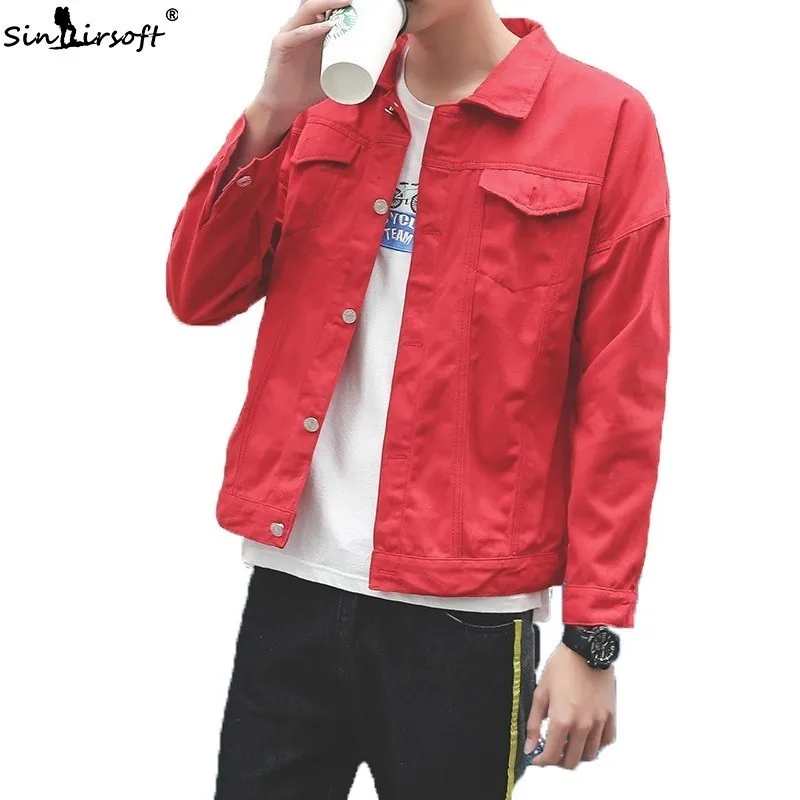 

Streetwear Denim Hip Hop Style Men's Long Sleeve Jacket Soild Single Breasted Tops Clothing Male Comfortable Autumn Summer Wear