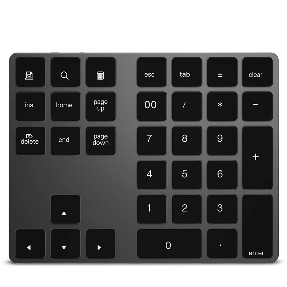 

34 Key Wireless Numeric Keyboard Aluminium BT Keyboard Built-in Rechargeable Battery Keypad for Windows/iOS/Android