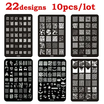 

Hot 10pcs Nail Art Template Lace Flower French Design DIY Stencil Stamp Plates Polish Stamping Nail Tools Wholesale