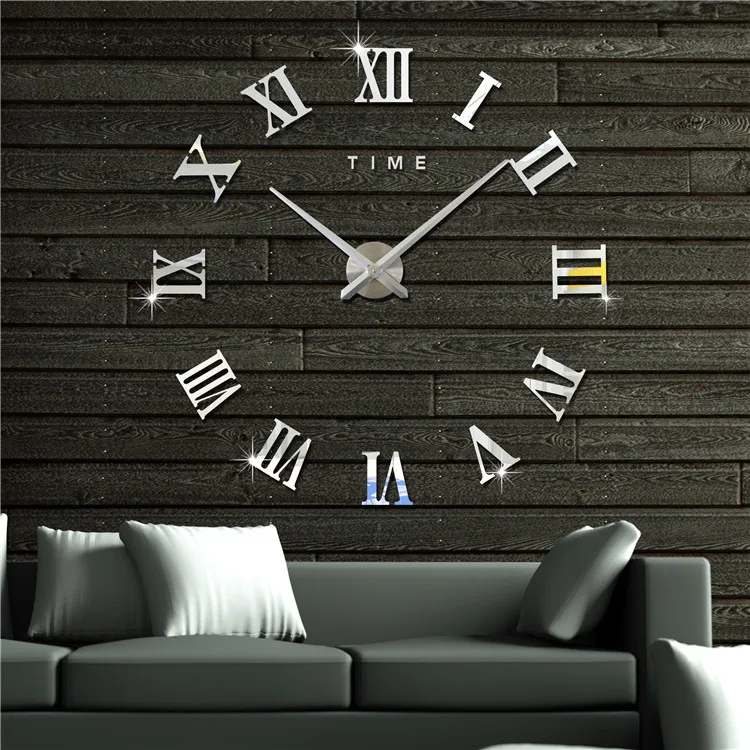 Modern Home Decoration Wall Clock Self Adhesive Acrylic Diy Clock Wall Sticker Roman Numerals