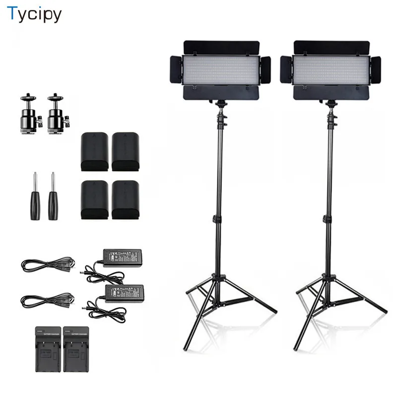 

Tycipy LED Camera Photographic Bi-color Studio Photo Lighting Professional Light Kit With Tripod Battery for Shooting 1-4Sets