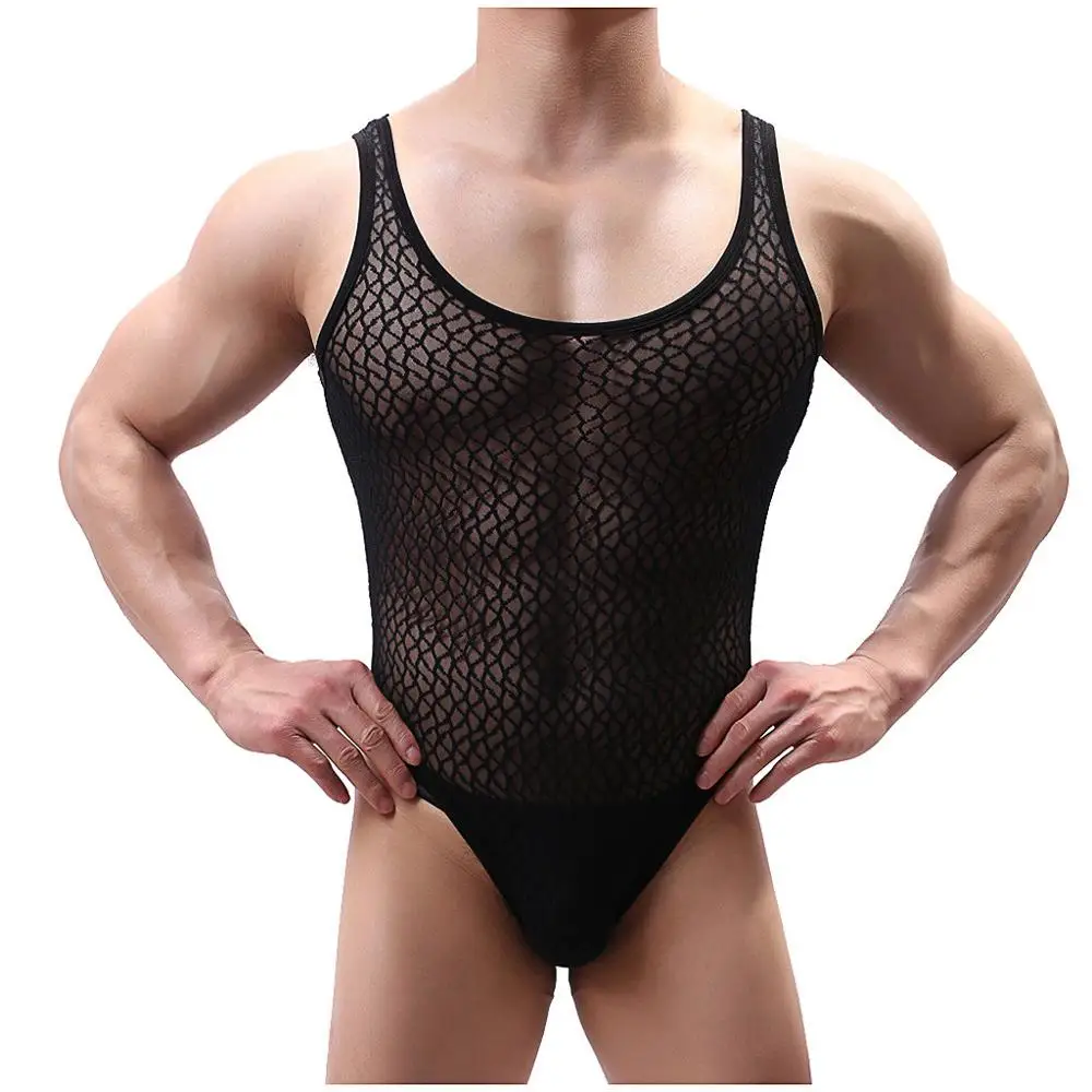 

Men's Sexy One-Piece Garment One-Piece Vest Mood Lace Perspective Underwear Lingerie Sexy Hot Erotic Porno New Fashion L12#