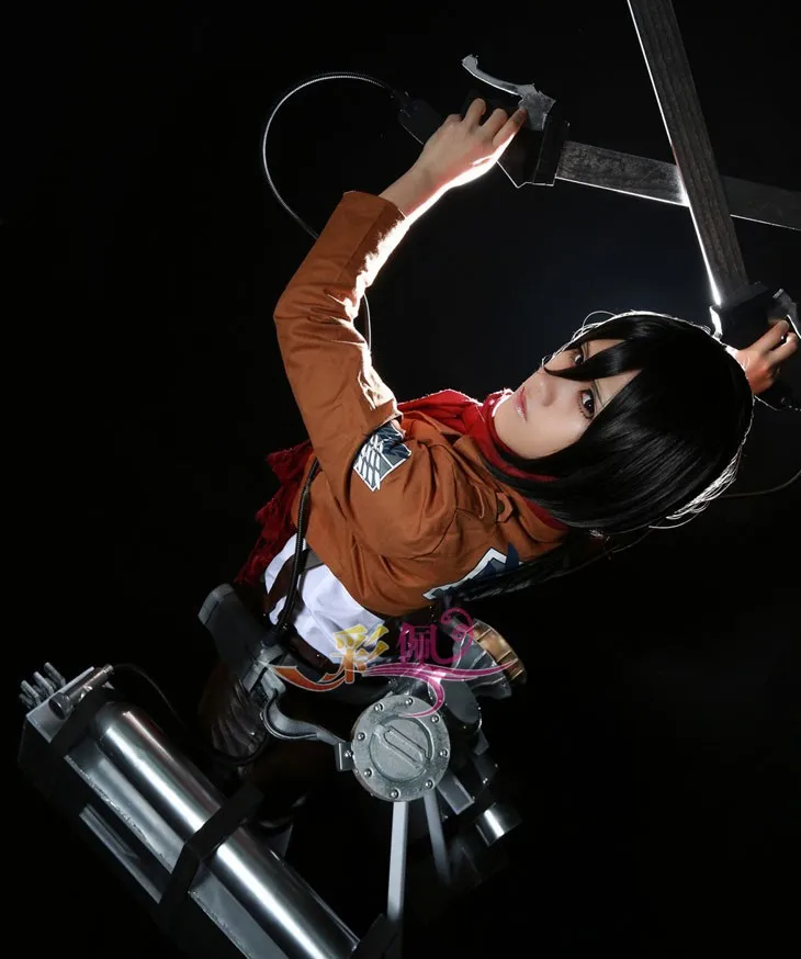 Атака на Титанов Shingeki no Kyojin Mikasa Ackerman косплей костюм+ пояс наивысшего качества