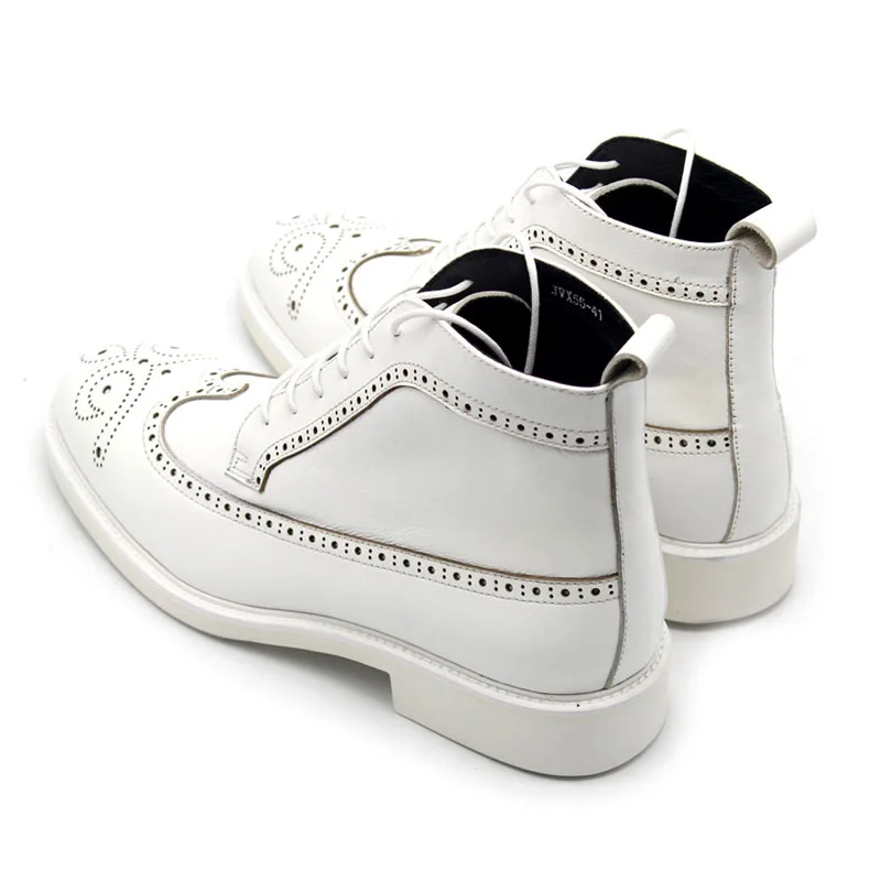 Классические мужские туфли «Дерби» белые ботильоны дизайнерские высокие кроссовки ручной работы на шнуровке ботинки из натуральной кожи мужские размера плюс