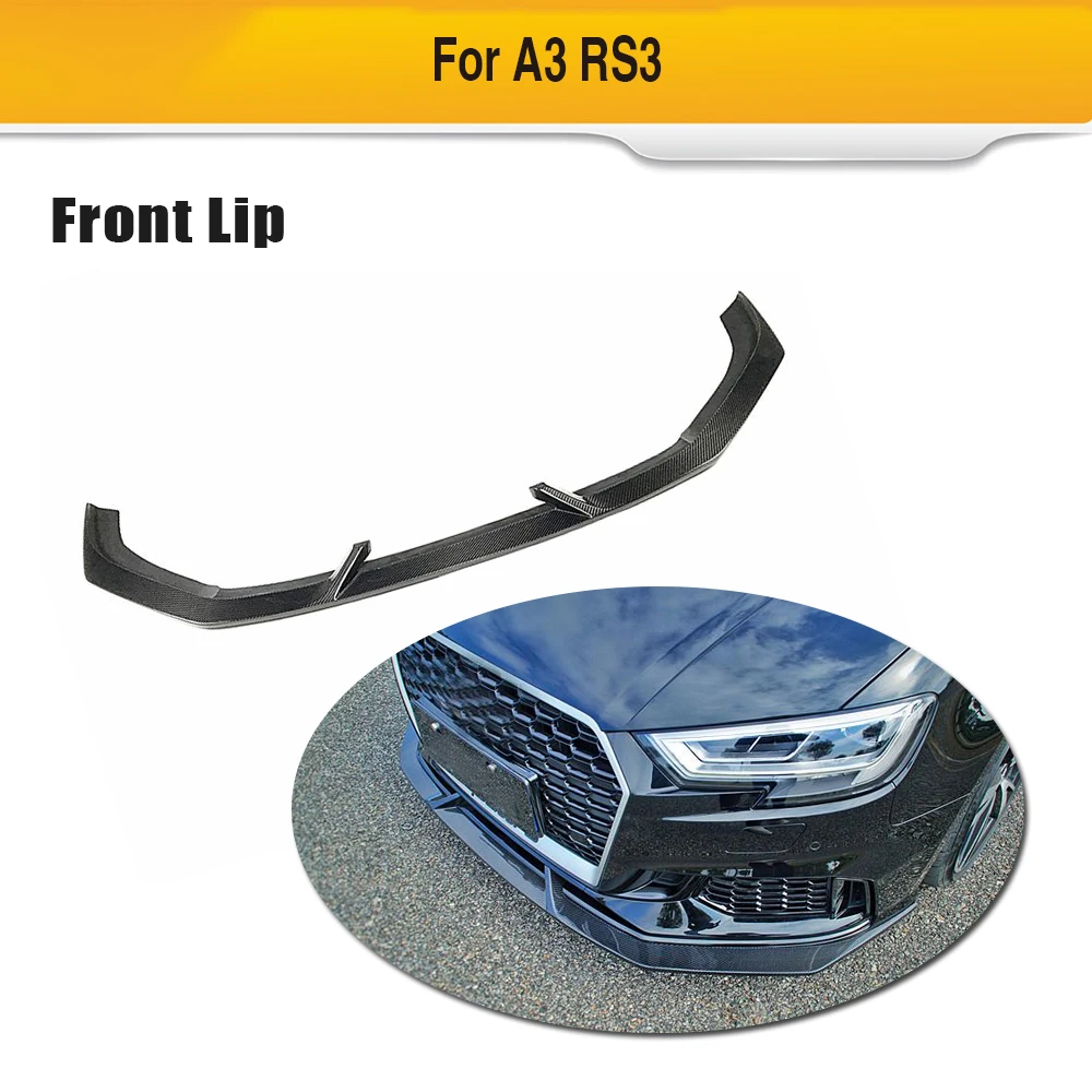 

For RS3 Front Bumper Lip Diffuser for Audi RS3 Base Sedan 4 Door 2017 2018 Front Lip Spoiler Sticker Carbon Fiber / Forged