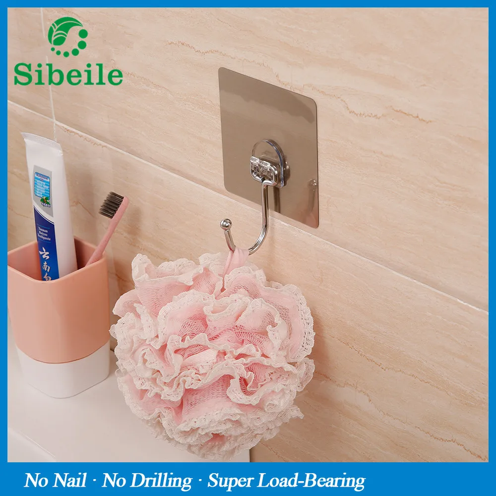 SBLE 3 pieces Stainless Steel Vacuum Suction Organizer Hook Bathroom Holder Hanger Rustproof Kitchen Utensil Utility Hanger