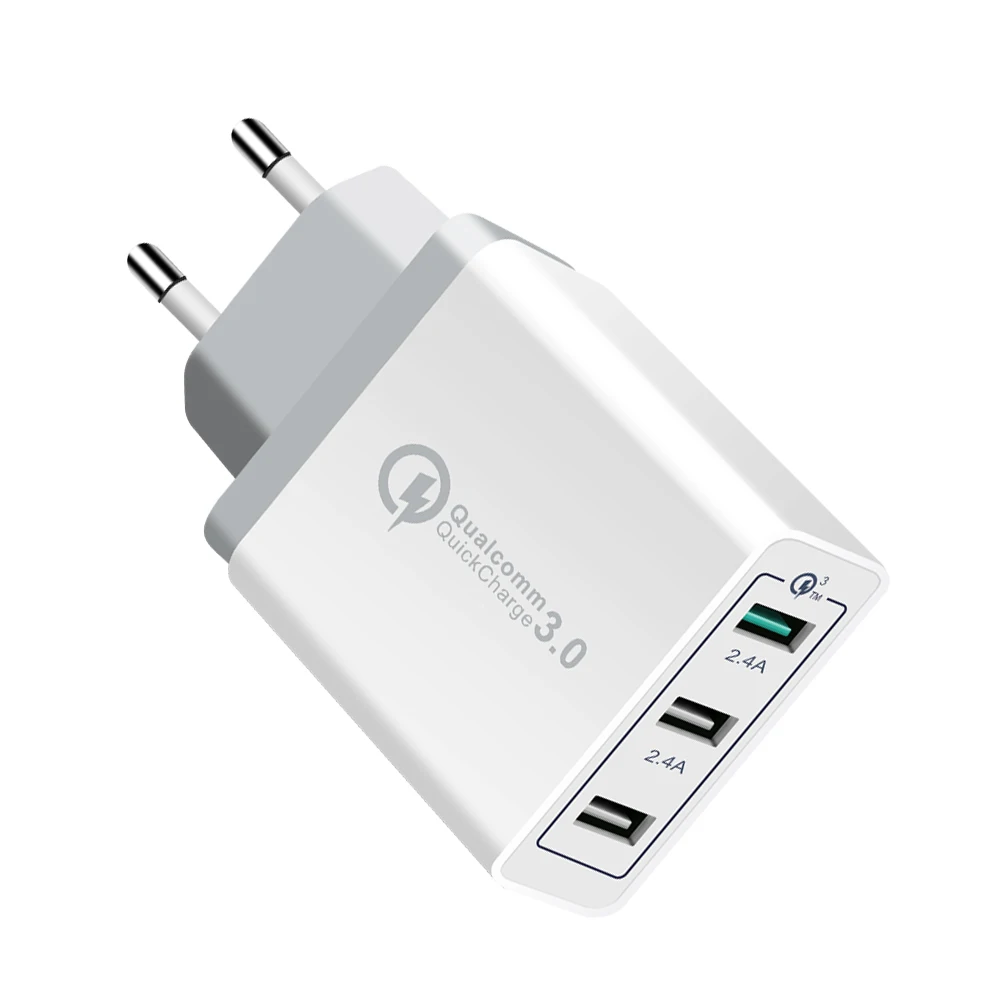 

EU US UK Plug 3 Ports Quick Charger QC 3.0 USB Wall Charger For iphone 7 8 X ipad Samsung S8 S9 Huawei Xiaomi Fast Charger