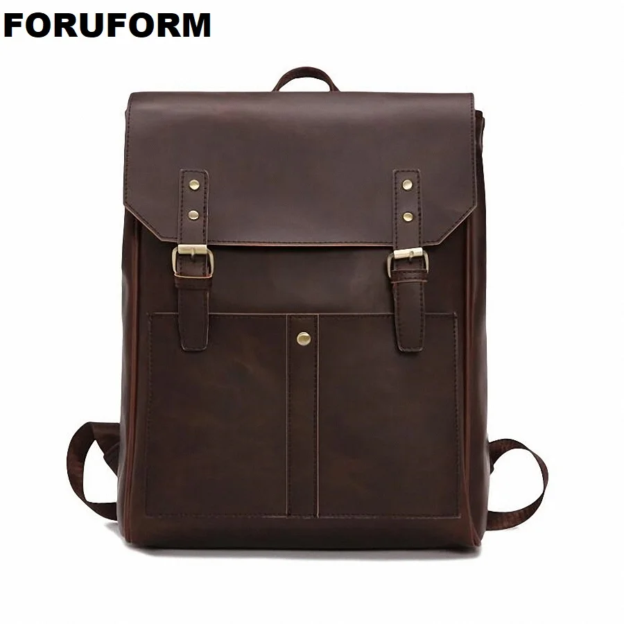 

New Luxury Crazy Horse Men Backpack Leather Vintage Daypack Casual School Book Bag Male Laptop Bagpack Travel Rucksack LI-2476