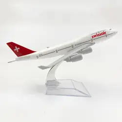 1/400 масштаб сплава самолета Боинг 747 Швейцарский Air 16 см сплава плоскости B747 модель игрушки Для детей подарок для коллекции