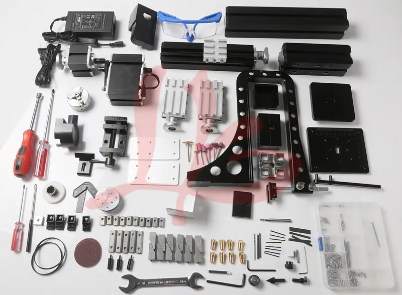 Большая мощность, мини металлический носовой рычаг 6 в 1, комплект токарного станка, Фрезерный сверлильный шлифовальный станок, 12000 об/мин, 60 Вт
