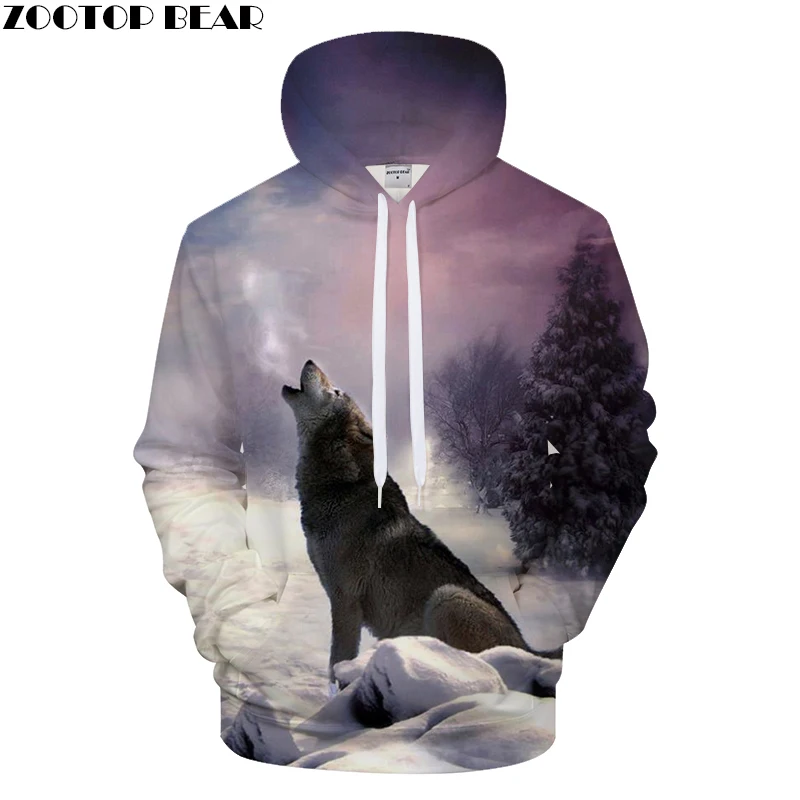 Off White Snow Wolf Men 3D printed Hoodie Zootop Bear
