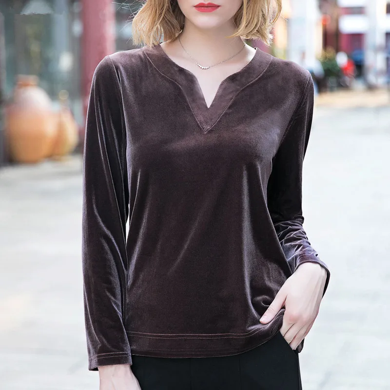 long sleeve velour tops