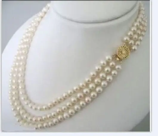 

classic TRIPLE STRANDS SOUTH SEA 9-10MM WHITE PEARL NECKLACE 18