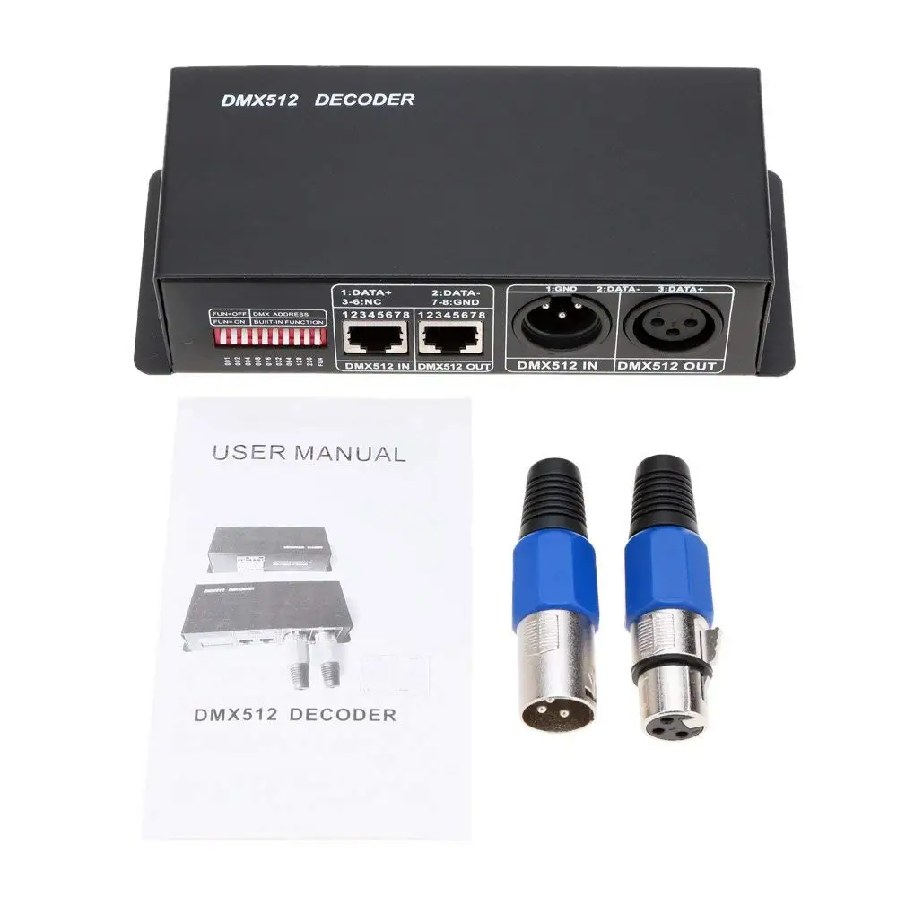

DC12-24V 4A 4Channel LED DMX Controller/Decoder for RGB LED Strip