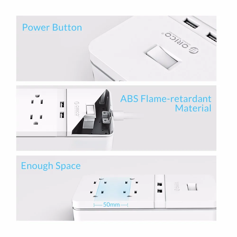 ORICO USB блок питания розетка 4 розетки переменного тока 2 usb порта для зарядки защита