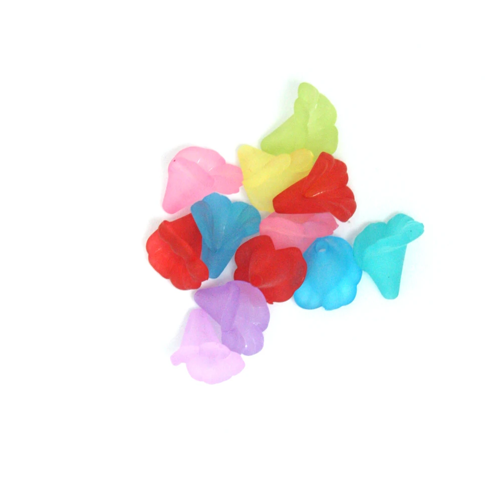

(Frosted) Acrylic 8*10mm 40pcs/lot Mixed Color Flower Beads Cap for DIY BSD069-99