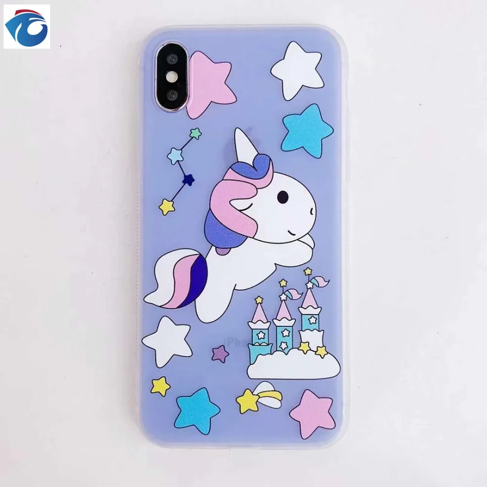 HUANQING Cute Cartooon Unicorn Phone Case For iphone X XR XS Max Case for iphone 6 6s 7 8 plus Cover Rainbow Fashion Soft Case02