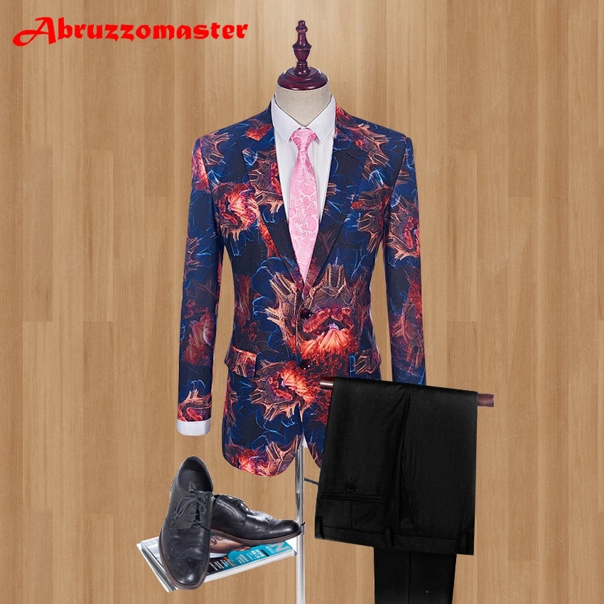 Смокинги для жениха с принтом красные смокинги мужской костюм на заказ