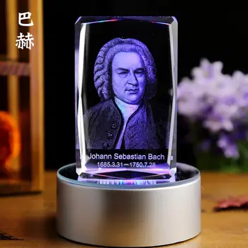 

$150-- 2020 TOP Music gift office art -3D crystal Johann Sebastian Bach Sculpture Great Composers The father of modern music