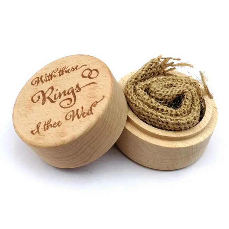 

Personalized Engraving Rustic Wedding Wooden Ring Box Jewelry Trinket Storage Container Holder Custom With These Rings Bearer
