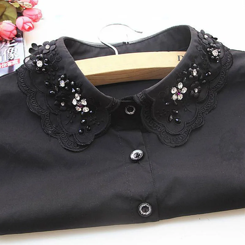 Рубашка женская винтажная белая со съемным воротником|detachable collar|false collarfake collar |