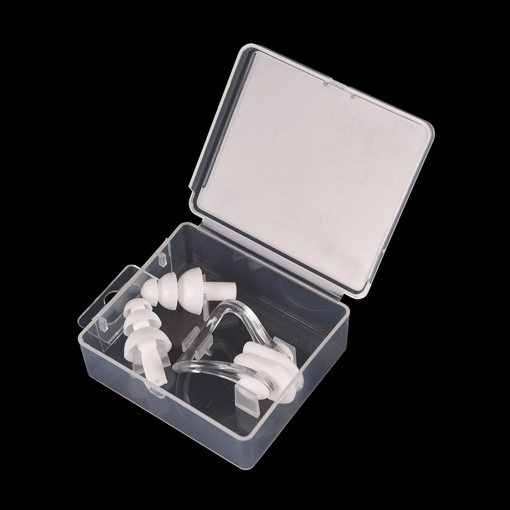 1*Nose clip + 2*Ear plug (with Box) Watertight Set Kit Sports Fitness Swimming Pool Accessories Nasal Splint Ear Plugs