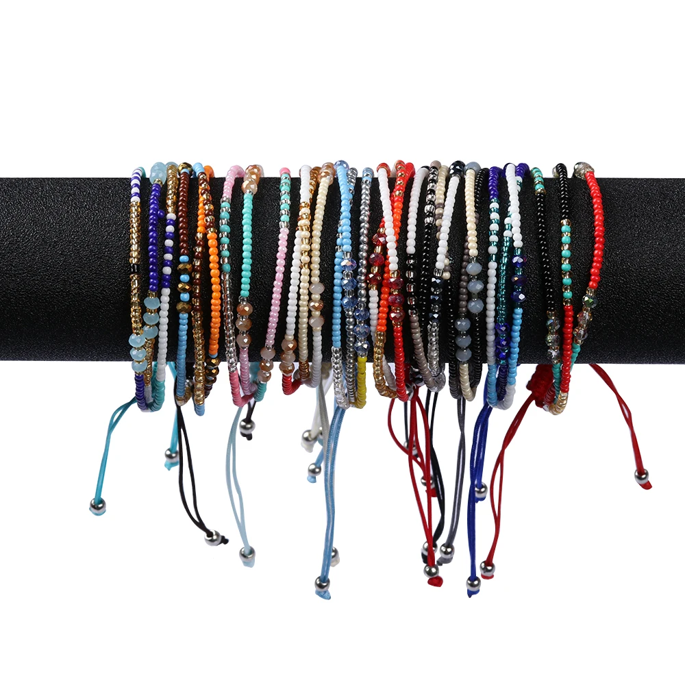 

Adjustable Boho Women Handwoven Multi-layer Bracelets Weave Round Beaded Bracelets Retro Rice Ethnic Beach Jewelry Drop Ship
