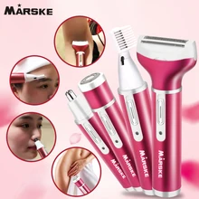 4 в 1, влажная сухая Женская бритва, женский эпилятор, станок для бритья, триммер для удаления волос, эпилятор для лица, бикини, тела, ног, подмышек