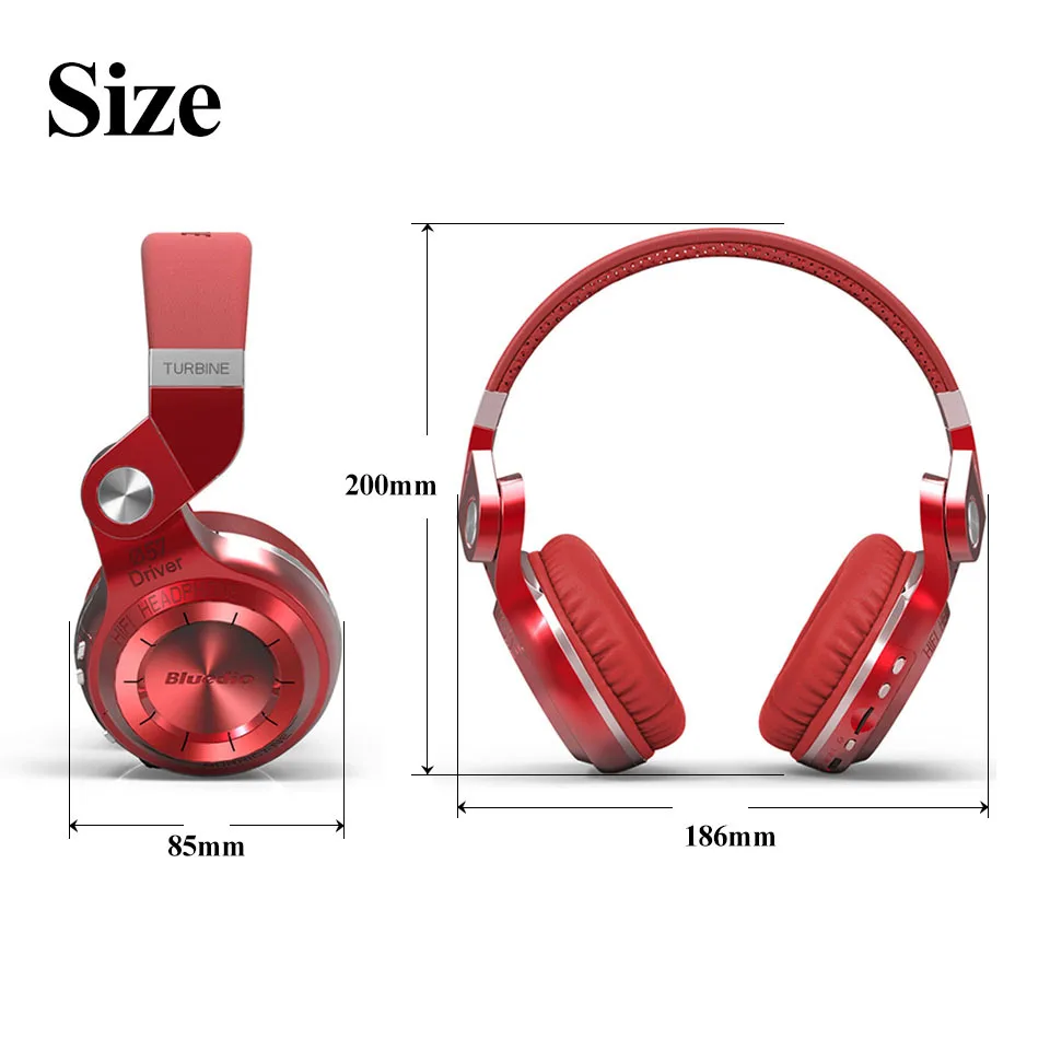 Bluedio T2+ Bluetooth Headphone Over-Ear Wireless Foldable Headphones with Mic BT 4.1 FM Radio SD Card Headset