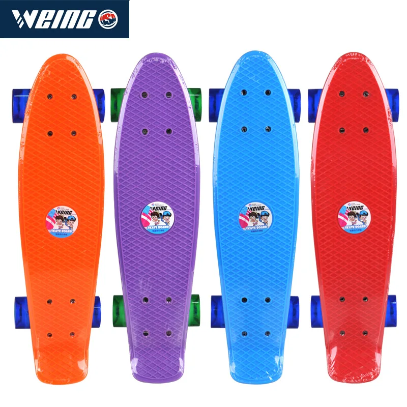 

skateboard 22-inch fish-shaped , specially wear-resistant design transparent flash wheel WEING WH526 PU imported material