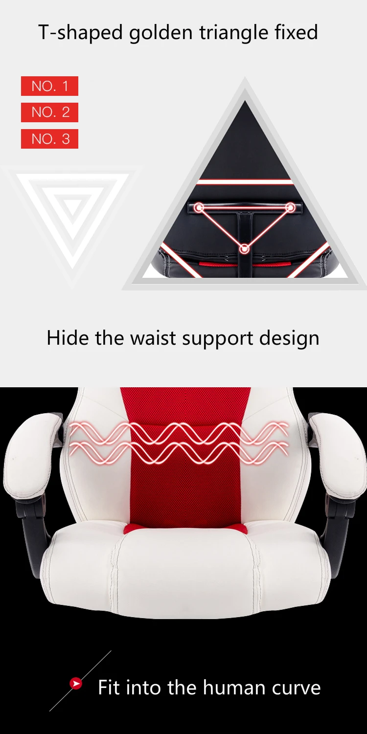 Simple Style Office Chair Multi-function Lifted Rotated Computer Chair Fixed Armrest Household Reclining Leisure Gaming Chair -