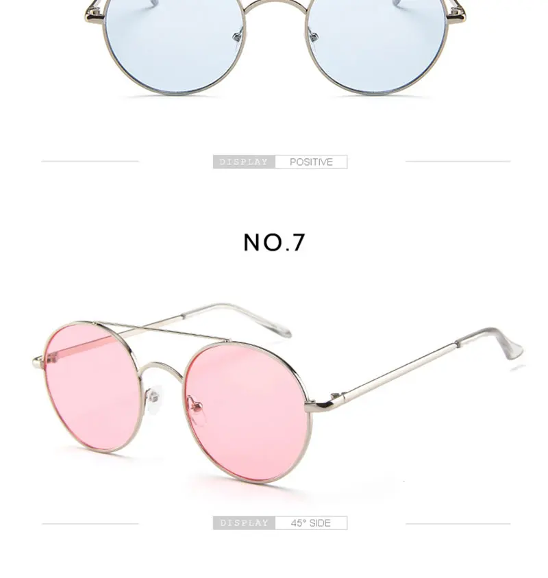 RBRARE Metal Round Frame Sunglasses Women Trend Retro Double Beam Sun Glasses Vintage Luxury Pink Ocean Lens Eyeglasses