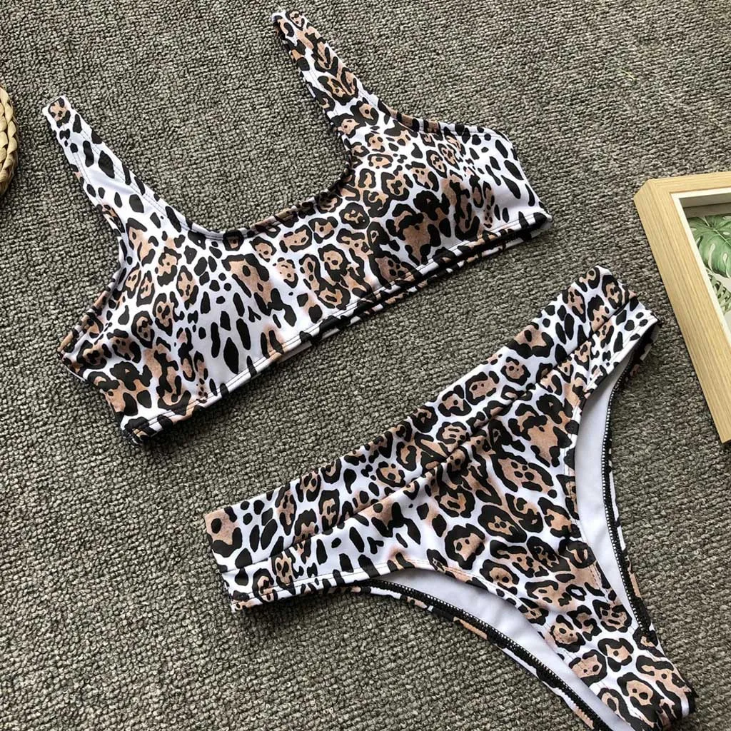 Сексуальное бикини с леопардовым принтом, женский купальник пуш-ап, пляжные вечерние женские бикини, защита от солнца размера плюс, 19Jan22