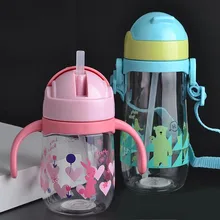 230/450 мл, чашка для кормления, Детская Бутылочка с соломинкой, портативная веревка, непроливающаяся детская чашка, пластиковая бутылка для детей, питьевая вода copo