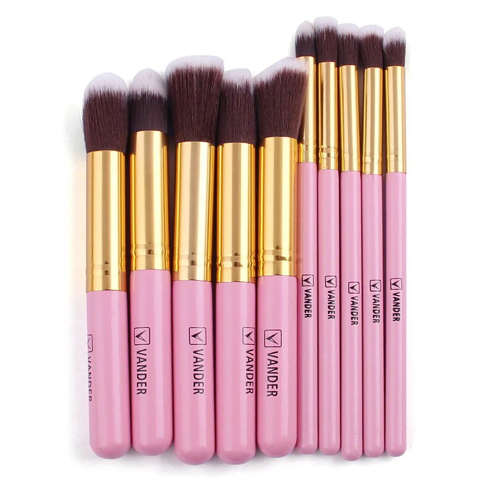 VANDER Professional Makeup 10Pcs Brushes Set Powder Foundation Brush Eyebrow Eyeshadow Cosmetic Make Up Tools Toiletry Kit (10)