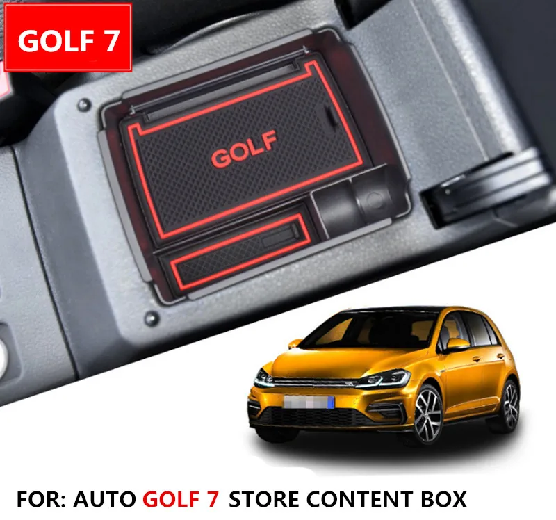 1Pcs Black GOLF Plastic Luxury Car Body Interior Armrest Box Store Content Box Interlayer Decoration For VW GOLF 7 Armrest Box