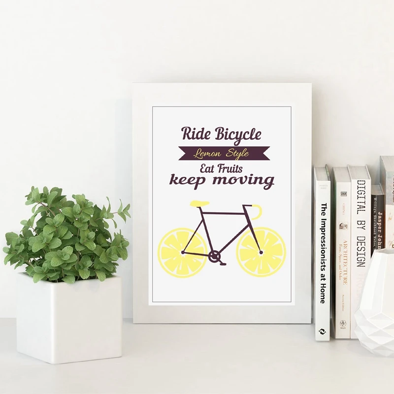 Bicycle Wheels Lemons Canvas Painting Home Decor