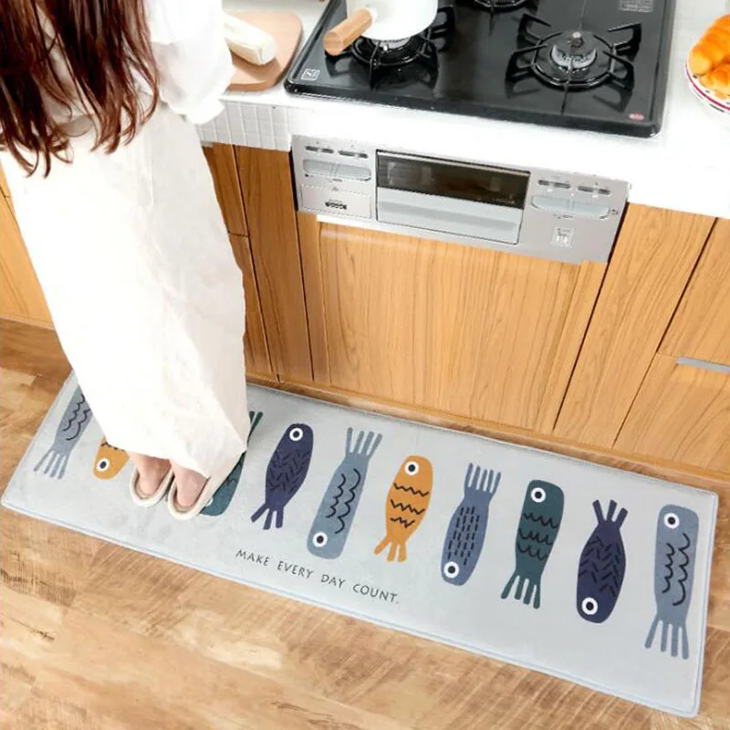 

Adorable Big Eye Fish Flannel Carpet Soft Absorbent Slip-resistant Kitchen Mat Door Bathroom Floor Mats