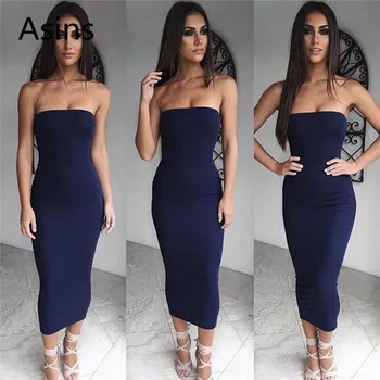 

Asins Sexy nightclub dress 2019 summer new hot women casual fashion sexy strapless pack hip sleeveless wrapped chest long dress