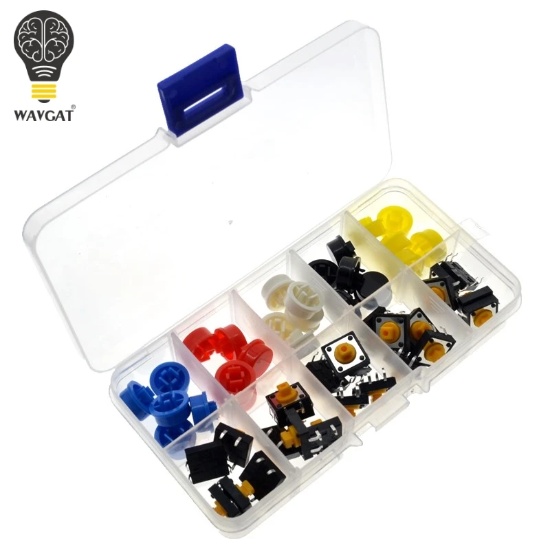 25PCS Tactile Push Button Switch Momentary 12*12*7.3MM Micro switch button + 25PCS Tact Cap(5 colors) for Arduino 25PCS Tactile Push Button Switch Momentary 12*12*7.3MM Micro switch button + 25PCS Tact Cap(5 colors) for Arduino