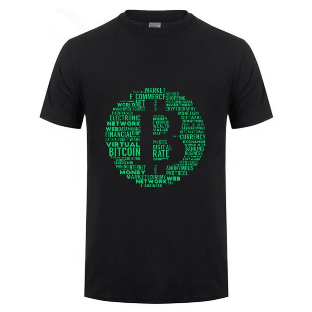 Новый дизайн футболка с цифровой валютой биткоина хлопковая Мужской Забавный