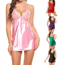 Для женщин леди сексуальная ночная рубашка пижамы Ночная рубашка без шнуровки модные летние платье на петельках-MX8