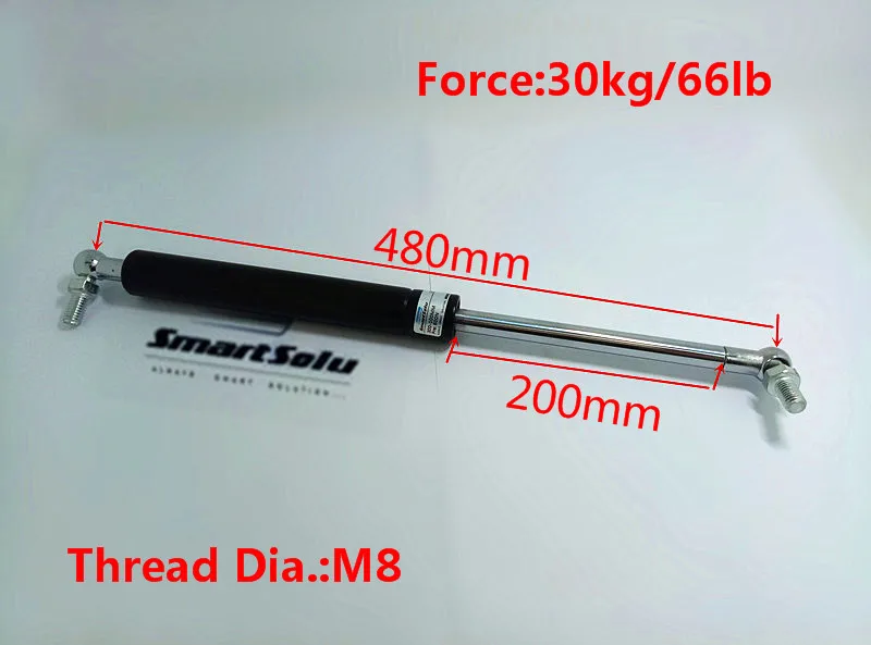 Free shipping 200mm Stroke 30KG/66lb Force Spring M8 Gas Springs 480mm