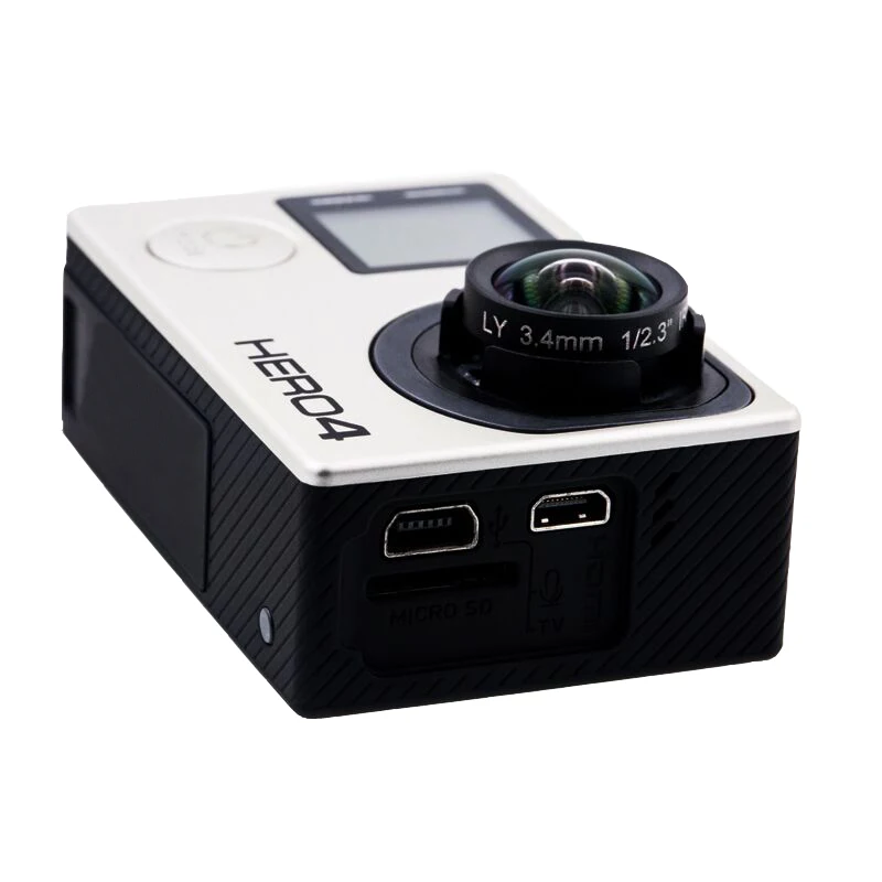

GoPro Hero4 Black Sports Camera Bare Machine with Custom 3.4mm Flat Lens 1/2.3" 16MP M12 85Degree Modified Lens Newly Coming