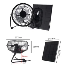 BUHESHUI 4 Inch Cooling Ventilation Fan USB 3W 6V Solar Powered Panel Charger Iron Fan For Home Office Outdoor Traveling Fishing
