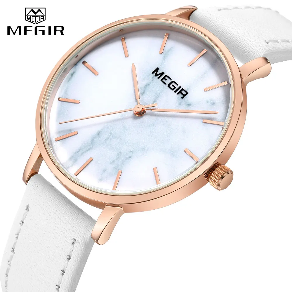 

Thin Genuine Leather Casual Strap Watches Women's Watch Ladies Fashion Marble Dial Quartz Watch Female Waterproof Reloj Mujer