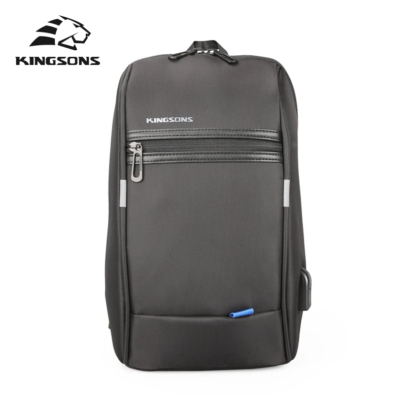 

Kingsons NEN External USB Charge Casual Black Chest Bag Men Messenger Bags Small Bags Travel Backbag CrossBody Shoulder bag